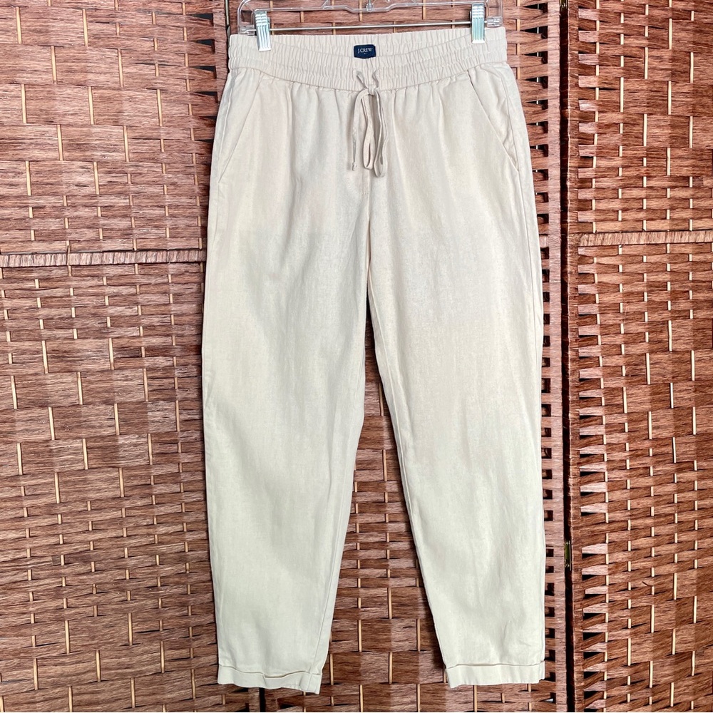 J.Crew Re-Imagined Linen Cotton Pull-On Pants Women's, Minimalist Coastal,Size 4